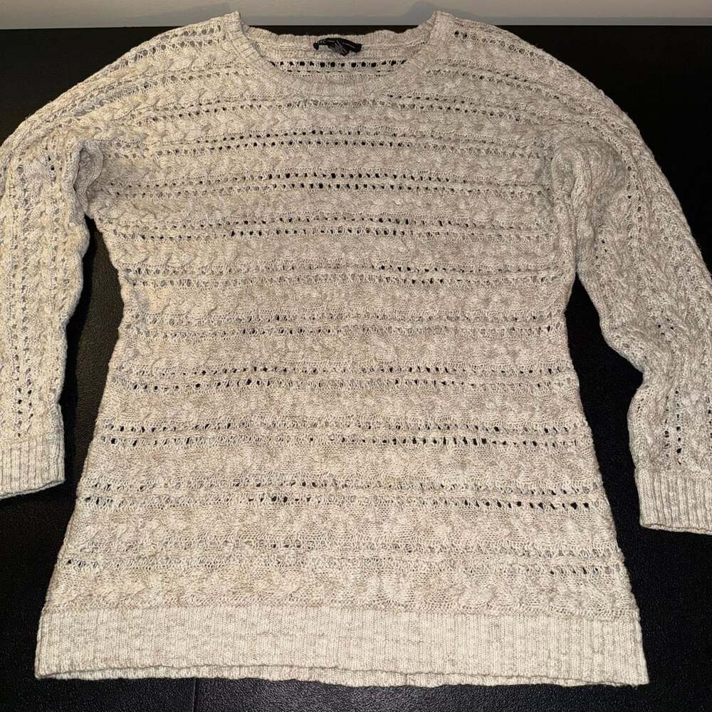 Inc International Concepts Sweater Size L Beige Open Knit
